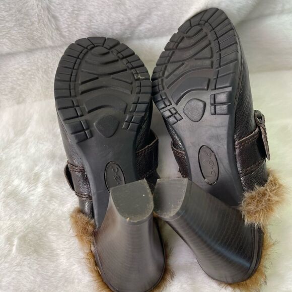 B.O.C brown leather clogs with faux leather lining rubber soles 4” hee… - Picture 6 of 9